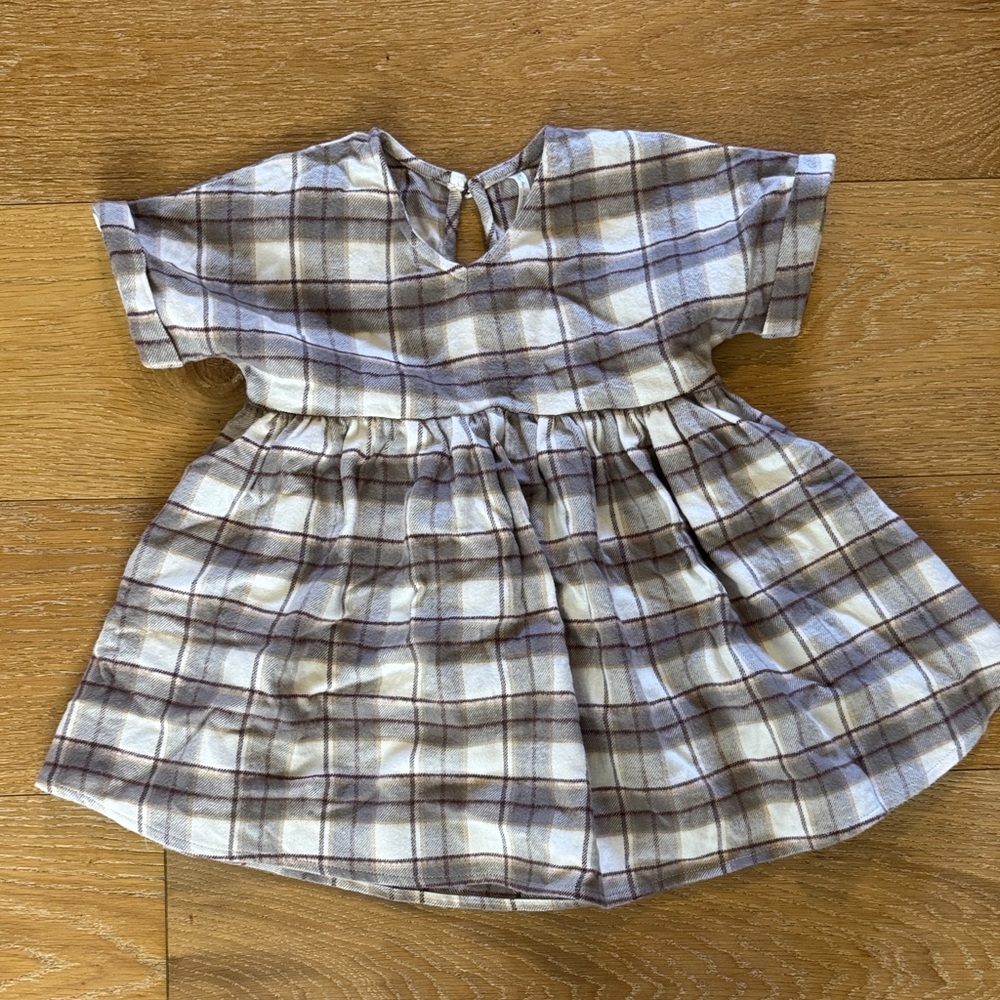 Rylee + Cru Checkered Dress in Cream and Brown